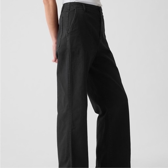 Gap Loose Khaki Pants Black Sz 2 Straight Leg - Picture 2 of 9